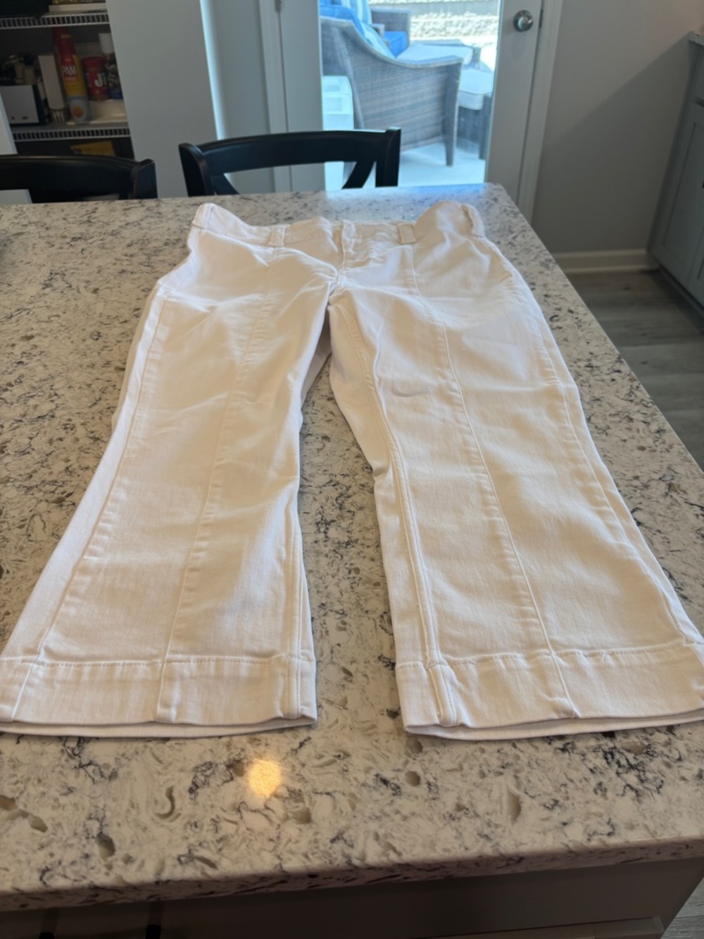 Pilcro Wide Leg Flare Jeans in Off-White/Cream